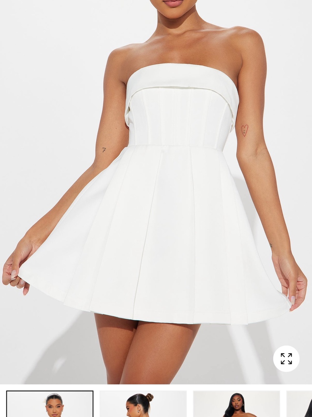 Fashion Nova White Strapless Fit-and-Flare Mini Dress